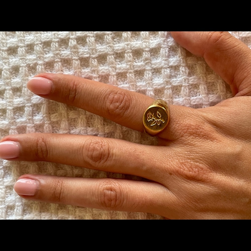 Wolf Circus 14k Gold Rose Signet Ring